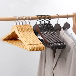 Maple wood hanger clothing store special women's high-end solid log color non-slip wholesale clothes su