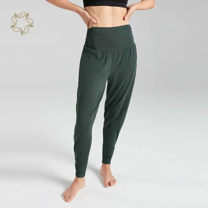 Pantalones de yoga de bambú orgánico para mujer, mallas de yoga respetuosas con el medio ambiente