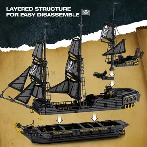 4304 Piezas, Bloques de Construcción de Modelo de Barco Pirata Perla Negra, Juego de Ladrillos de Ensamblaje de Barco de Aventura, Juguetes para Niños, Regalos de Cumpleaños - Product Image 3