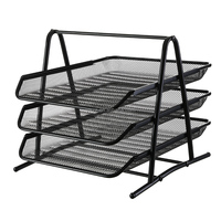 Porte-fichiers de bureau multifonctionnel Stable Amovible Trois couches Fer Art Stockage de données Grille métallique Rack de rangement de bureau Plateau de fichiers
