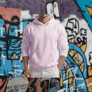 เสื้อสเวตเชิ้ตมีฮู้ดสีม่วงอ่อนสำหรับผู้ชาย ทรงปกติ ผ้าฟลีซลำลอง - Product Image 3
