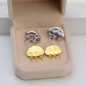 Pendientes de Plata S925 con Colgante de Nube Personalizado, Incrustaciones de Perlas, Bandeja Vacía para DIY, Accesorios de Moda, Conjunto de Joyería de Moda 1380 - Product Image 4