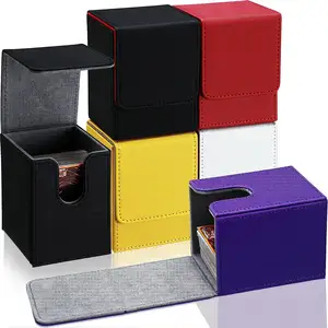 Custom PU leather card deck boxes Flip PU Deck Box For MTG Board Games Yugioh