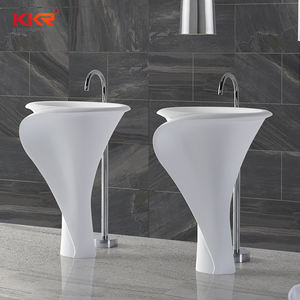 Lavabo bagno A Forma di Fiore Freestanding Bacino Superficie Solida Pietra In Piedi <span class=keywords><strong>Lavello</strong></span> - Product Image 1