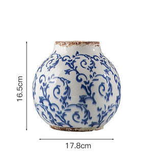 Nouveau bleu blanc porcelaine Vase ornements chinois classique en céramique Vase Pot de fleur avec poignée pour la maison salon bureau - Product Image 5