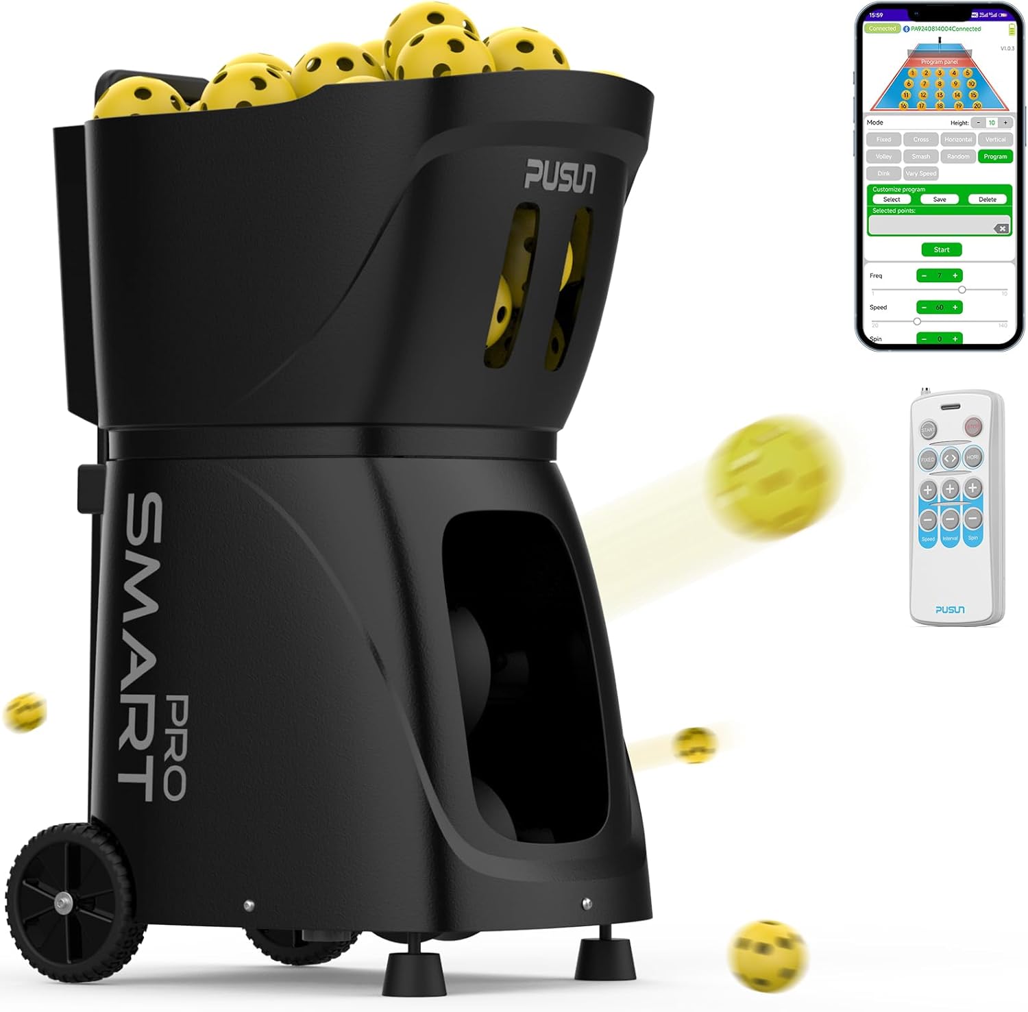 Fivek Pusun PP-SMART PRO Durable Portable Pickleball Training Machine with App Control for Clubs and Professional Practice