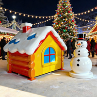 Vente en gros de maisons de conte de fées de Noël en fibre de verre, décoration en résine, chalet de Noël du Père Noël pour location d'accessoires d'événements et de fêtes