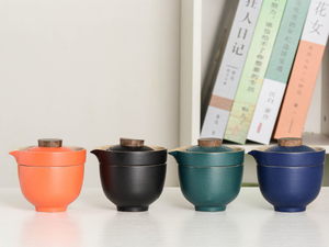 Service à thé de voyage de couleur bleue avec un sac portable accepter logo personnalisé - Product Image 2