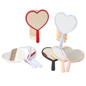 Miroir cosmétique compact à cadre en plastique, miroir de poche mignon en forme de cœur, miroir à une face, logo personnalisé - Product Image 1