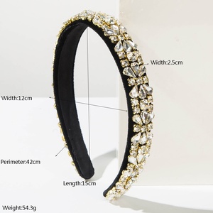Serre-tête de luxe en cristal style baroque rétro, entièrement orné de diamants brillants, élégant pour banquets et soirées, accessoire de coiffure - Product Image 2