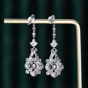 SGARIT Bijoux fins, boucles d'oreilles pendantes avec pierres précieuses, rubis naturel non chauffé de 1,5 carat, or blanc 18 carats, boucles d'oreilles vintage pour femmes - Product Image 4