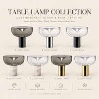 Lampe de table moderne de style boutique, abat-jour en verre, base en métal noir, lumière E27 pour chambre à coucher, salon, hôtel, console, décoration