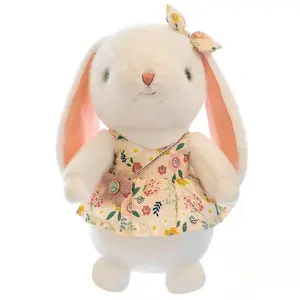 2023新厂家销售最好的田园兔子毛绒玩具可爱花朵连衣裙女孩礼物
