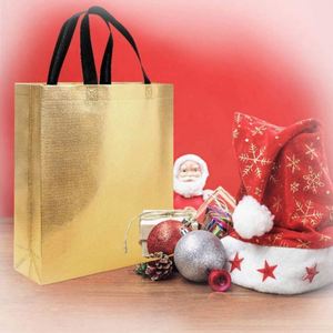 Wholesale Waterproof Polyester Grocery Shopping Tote Bag Customized Non Woven Gold Bag Reusable Metallic Laminated PP <b>Folding</b> - Product Image 3