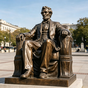 Statua in bronzo a grandezza naturale di Abraham Lincoln, personalizzata in fabbrica, scultura del Presidente degli Stati Uniti seduto per piazze pubbliche e decorazioni commemorative - Product Image 5