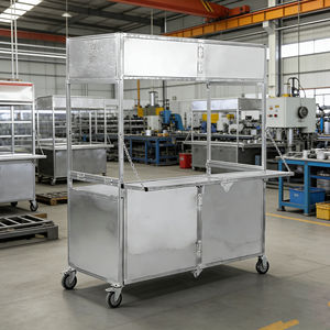 Carrito de Comida Portátil Plegable de Acero Inoxidable con Ruedas, Resistente a la Corrosión, con 4 Ruedas, Garantía de 2 Años, para Helados, Hot Dogs, Café y Otros Alimentos - Product Image 3