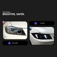 CREULI Meilleurs phares LED pour BMW Série 3 E90 2005-2012, double couleur, Angel Eye DRL, lentille de projecteur, Plug & Play