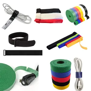Stock Wholesale Back to Back Hook and Loop Strap Fastener Colorful Reusable Cable Ties elastic band