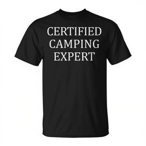 T-shirt Certificata Camping Expert Nera per Adulti Unisex - Product Image 2