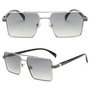 2024 Mode quadratische Metall-Sonnenbrille Damen Herren individuelles Logo UV400 polarisierte Sonnenbrille für Unisex