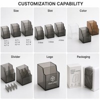 Support de Présentation en Acrylique Personnalisé pour Télécommandes – Organisateur Transparent Multi-emplacements pour Télécommandes TV avec Séparateurs et Panneau Logo – Support de Bureau