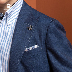 Veste <span class=keywords><strong>Homme</strong></span> Haut de Gamme <span class=keywords><strong>Bleu</strong></span> <span class=keywords><strong>Marine</strong></span> à Revers Pointus, <span class=keywords><strong>Blazer</strong></span> <span class=keywords><strong>Homme</strong></span> Simple Boutonnage en Mélange de <span class=keywords><strong>Lin</strong></span> Premium pour Affaires, Mariages, Fêtes et Bureau - Product Image 5