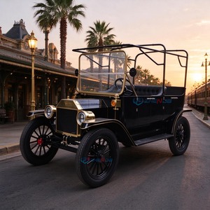Voiture électrique vintage noire et or, cabriolet, pour excursions touristiques, style rétro - Product Image 1