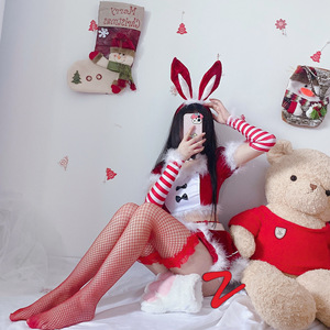 Disfraz de Conejita Navideña para Mujer, Conjunto de Lencería Roja y Blanca, Falda, Juego de Roles, Atuendo Sexy - Product Image 2