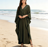 Robe de plage ample musulmane pour femme, vêtement de protection solaire, grande taille, paréo de vacances, couvre-bikini