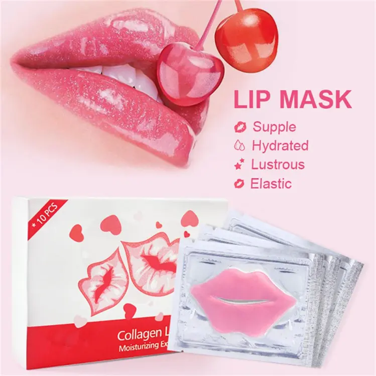 Großhandel Schönheit Super Lippe-Plumpper rosa Kristallfeuchtigkeit Faltenförmige Kollagen-Lippenmaske