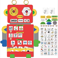 Tableau de Routine en Feutre Robot pour Enfants, Calendrier Mural, Plan Quotidien, Jouet Éducatif Montessori, Personnalisable OEM