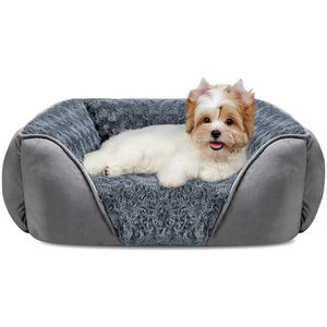 Wholesale Small <b>Dog</b> Bed Pet Cat Bed Winter <b>Sofa</b> Nest Rectangle Soft Calming Durable Washable Pet Cuddler with Anti Slip Bottom - Product Image 1
