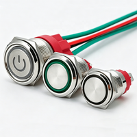 Interrupteur à bouton-poussoir momentané et à enclenchement 16 mm 12 V 220 V en métal, électrique marche/arrêt 15 A IP65 1NO avec LED