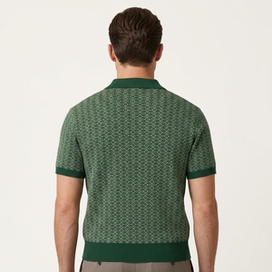 Polo en Maille Jacquard Personnalisé avec Logo pour Homme – Coton Tricoté à Manches Courtes, Pull Oversize - Product Image 3