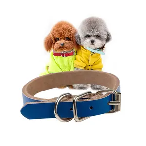 Factory Custom Puppy Neck Belt Haustier Katzen halsband Echte Kuh Leder Hunde halsbänder