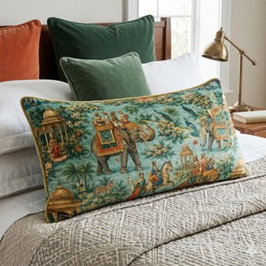 Jaipur Garden Lumber Pillow <b>Cover</b> Handmade Cotton Cushion <b>Cover</b> Decorative Printed <b>Throw</b> Pillow Case for <b>Sofa</b> Living Room Home - Product Image 1