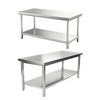 Table ronde pliante en acier inoxydable robuste - Table de restauration et de préparation portable pour la restauration et les événements