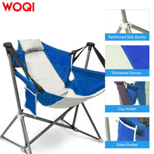 Silla plegable portátil Woqi con marco de hierro, portavasos, bolsillos laterales y almohada para playa y camping - Product Image 4
