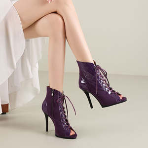 Chaussures de <span class=keywords><strong>danse</strong></span> jazz professionnelles à talon haut de 9,5 cm, bottines européennes et américaines à bout ouvert et lacées pour la <span class=keywords><strong>danse</strong></span> - Product Image 3