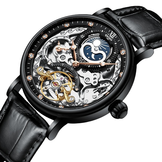 High Quality Automatic Watch KINYUED J055 Luxury Leather Waterproof for Men Mechanical Watches Stainless Steel Glass Alloy Round