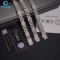 Bracelet en argent 925 pour femme CHOYUE, moissanite taille brillant, plaqué rhodium noir, chaîne de luxe en forme de croix, bijoux de soirée GRA