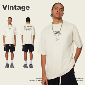 Men's 2024 Spring and Summer Youth Cotton Short-sleeved T-shirt American Retro Street Short-sleeved T-shirt Man - Product Image 1