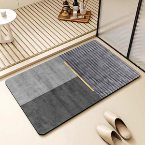 Tapis de bain rectangulaire moderne de luxe en terre de diatomée, géométrique, à séchage rapide, absorbant et antidérapant pour salle de bain - Product Image 2