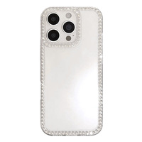 Coque de téléphone transparente minimaliste avec strass, protection antichoc haut de gamme pour iPhone 15, 16, 17 Pro