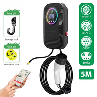 Nouvelle station de recharge murale pour véhicules électriques OEM NACS 16A 32A 40A, niveau 2, IP65, boîtier métallique, LED, application, RFID, pour logo personnalisable Star