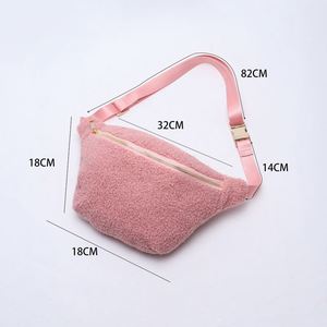 Keymay Teddy Unisex <b>Large</b> Velvet Waist Zipper Fanny Pack Custom Letter Pattern Soft Portable Outdoor Crossbody Bag DIY Winter - Product Image 6