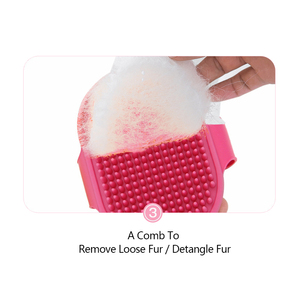 Brosse de bain pour animaux de compagnie (chiens et chats) avec poignée annulaire réglable, pour massage, toilettage et nettoyage, et outil anti-démangeaisons et griffades pour chats - Product Image 5