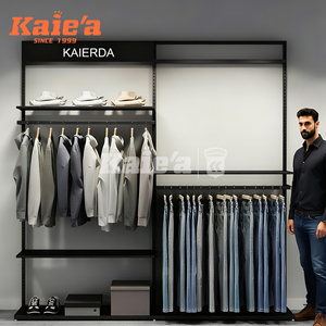 Diseño de interiores, venta al por menor, ropa de pared, soporte de exhibición de ropa, boutique de moda, <span class=keywords><strong>camiseta</strong></span>, ropa, estante de exhibición de Metal - Product Image 5