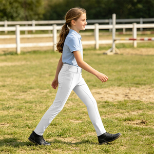 Pantalones de equitación para niña, diseño nuevo 2026, pantalones de montar a caballo para edades de 5 a 16 años, leggings infantiles antideslizantes de silicona completa con botones - Product Image 4