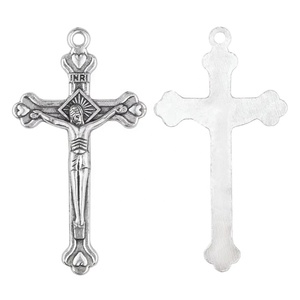Crocifisso Cattolico in Argento Anticato 43*23mm per la Creazione di Rosari, Tema Gerusalemme Religiosa - Product Image 3